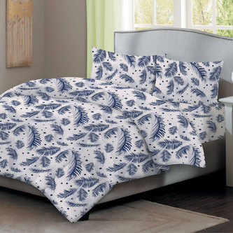 Bavlněné povlečení, modré peří, jednolůžko