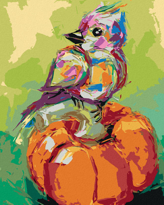 Malování podle čísel - BAREVNÝ PTÁK NA DÝNI - 80x100 cm, bez rámu a bez vypnutí plátna