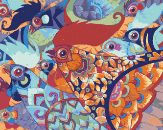 Malování podle čísel - BAREVNÉ MALOVANÉ SLEPICE - 40x50 cm, bez rámu a bez vypnutí plátna