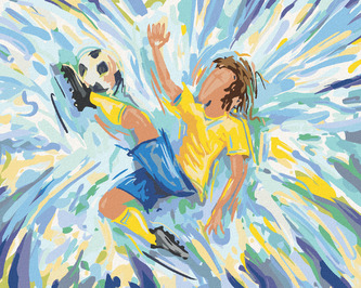 Malování podle čísel - FOTBALISTA NA MODRÉM POZADÍ - 80x100 cm, bez rámu a bez vypnutí plátna