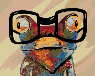 Malování podle čísel - ŽÁBA S ČERNÝMI BRÝLEMI - 40x50 cm, bez rámu a bez vypnutí plátna