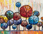 Malování podle čísel - OKRASNÉ STROMY V PARKU - 80x100 cm, vypnuté plátno na rám