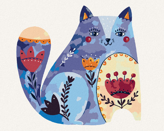 Malování podle čísel - MODRÁ KOČKA - 80x100 cm, vypnuté plátno na rám