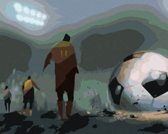Malování podle čísel - PŮLNOČNÍ FOTBAL NA STADIONU - 40x50 cm, bez rámu a bez vypnutí plátna