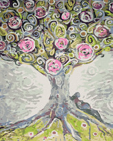 Malování podle čísel - ROZKVETLÝ STROM ŽIVOTA - 80x100 cm, vypnuté plátno na rám