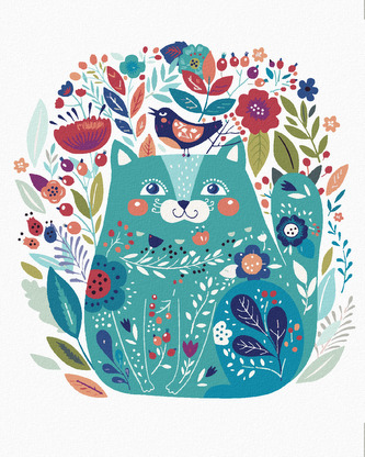 Malování podle čísel - KVĚTINOVÁ KOČKA - 80x100 cm, bez rámu a bez vypnutí plátna