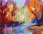 Malování podle čísel - ABSTRAKTNÍ KRAJINA - 40x50 cm, vypnuté plátno na rám