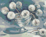 Malování podle čísel - PAMPELIŠKY VE SKLENĚNÉ VÁZE - 80x100 cm, vypnuté plátno na rám