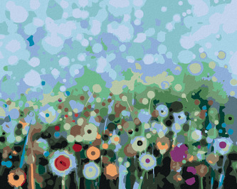 Malování podle čísel - ABSTRAKTNÍ PAMPELIŠKY - 80x100 cm, bez rámu a bez vypnutí plátna