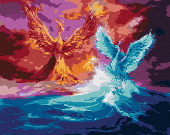 Malování podle čísel - FÉNIX A LABUŤ - 40x50 cm, bez rámu a bez vypnutí plátna