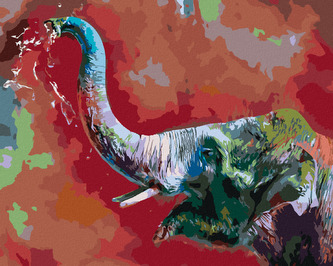 Malování podle čísel - ŠŤASTNÝ BAREVNÝ SLON - 40x50 cm, vypnuté plátno na rám