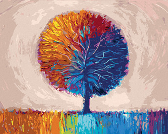 Malování podle čísel - BAREVNÝ STROM - 80x100 cm, vypnuté plátno na rám