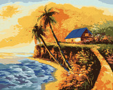 Malování podle čísel - DOMEK NA POBŘEŽÍ - 80x100 cm, bez rámu a bez vypnutí plátna