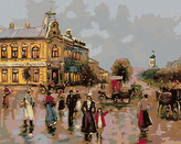 Malování podle čísel - VENKOVSKÉ NÁMĚSTÍ - 80x100 cm, bez rámu a bez vypnutí plátna