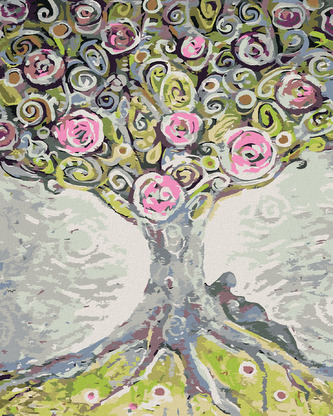 Malování podle čísel - ROZKVETLÝ STROM ŽIVOTA - 80x100 cm, bez rámu a bez vypnutí plátna