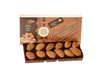 Čokoládovna Troubelice Hořká čokoláda s mandlemi 75% 55 g