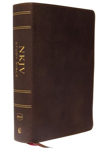 NKJV Study Bible, Premium Calfskin Leather, Brown, Full-Color, Red Letter Edition, Comfort Print: The Complete Resource for Stud