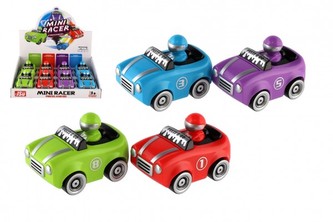 Auto/Autíčko závodné stlač a choď plast 10cm na zotrvačník 4 farby 8ks v boxe