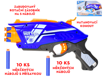 Pistole 28cm s rotačním zásobníkem pěnových nábojů 20ks v krabičce