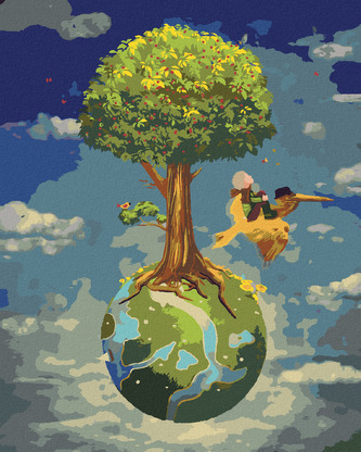 Malování podle čísel - MALÝ PRINC A PELIKÁN - 40x50 cm, bez rámu a bez vypnutí plátna