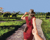 Malování podle čísel - ŽENA V ZAHRADĚ - 80x100 cm, bez rámu a bez vypnutí plátna