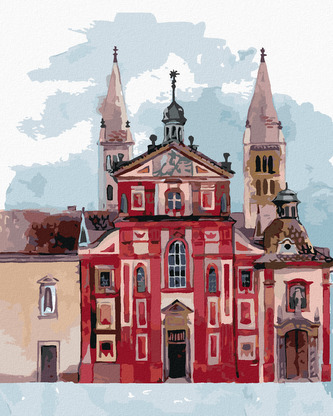 Malování podle čísel - BAZILIKA SVATÉHO JIŘÍ PRAHA - 80x100 cm, vypnuté plátno na rám