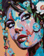 Malování podle čísel - POP-ART PORTRÉT ŽENY S KVĚTINAMI - 80x100 cm, vypnuté plátno na rám