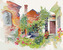 Malování podle čísel - EVROPSKÁ KRAJINA S DOMY A KVĚTINAMI - 40x50 cm, vypnuté plátno na rám
