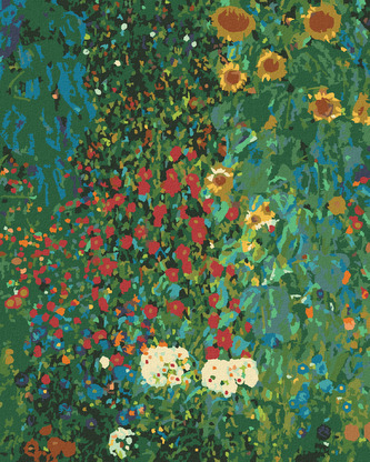 Malování podle čísel - ZAHRADA SE SLUNEČNICEMI (G. KLIMT) - 40x50 cm, bez rámu a bez vypnutí plátna