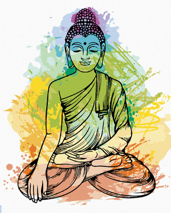 Malování podle čísel - BAREVNÝ BUDDHA - 80x100 cm, vypnuté plátno na rám