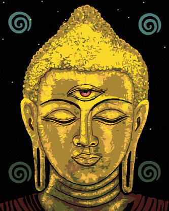 Malování podle čísel - BUDDHA SE TŘETÍM OKEM - 40x50 cm, bez rámu a bez vypnutí plátna