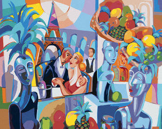 Malování podle čísel - ABSTRAKTNÍ RESTAURACE V PAŘÍŽI - 40x50 cm, bez rámu a bez vypnutí plátna