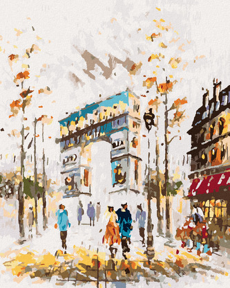 Malování podle čísel - VÍTĚZNÝ OBLOUK KRESLENÝ - 40x50 cm, bez rámu a bez vypnutí plátna