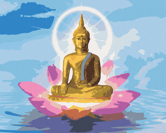 Malování podle čísel - BUDDHA V LOTOSU - 40x50 cm, bez rámu a bez vypnutí plátna
