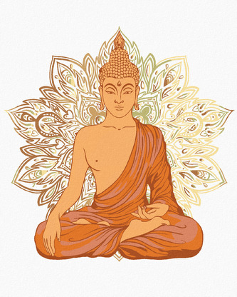 Malování podle čísel - BUDDHA A ORNAMENTY II - 40x50 cm, vypnuté plátno na rám