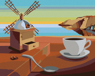 Malování podle čísel - SURREALISTICKÁ KÁVA - INSPIRACE S. DALÍ - 40x50 cm, vypnuté plátno na rám
