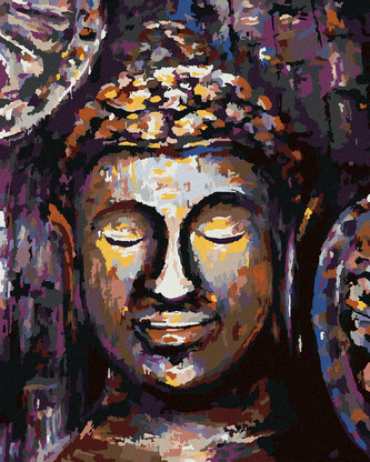 Malování podle čísel - BUDDHA V BARVÁCH - 40x50 cm, bez rámu a bez vypnutí plátna