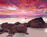 Malování podle čísel - PŘÍMOŘSKÁ KRAJINA S ČERVÁNKY - 80x100 cm, bez rámu a bez vypnutí plátna