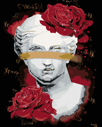 Malování podle čísel - VENUŠE S ČERVENÝMI RŮŽEMI - 80x100 cm, bez rámu a bez vypnutí plátna