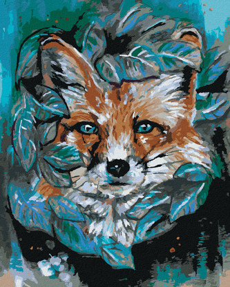 Malování podle čísel - LIŠKA S LISTY - 80x100 cm, bez rámu a bez vypnutí plátna