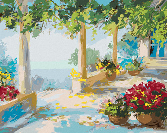 Malování podle čísel - TERASA U MOŘE - 80x100 cm, vypnuté plátno na rám Malování podle čísel - TERASA U MOŘE - 80x100 cm, vypnuté plátno na rám