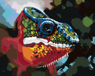 Malování podle čísel - ABSTRAKTNÍ BAREVNÝ CHAMELEÓN - 40x50 cm, bez rámu a bez vypnutí plátna