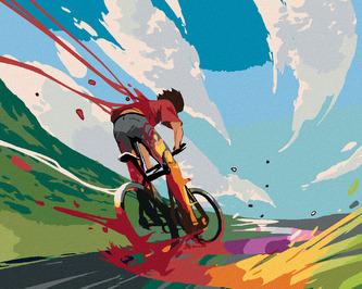 Malování podle čísel - CYKLISTA V BARVÁCH - 40x50 cm, vypnuté plátno na rám