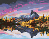 Malování podle čísel - PODZIMNÍ POHLED NA JEZERO FEDERA V DOLOMITECH - 80x100 cm, vypnuté plátno na rám