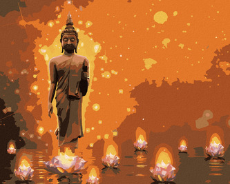 Malování podle čísel - BUDDHA S LOTUSY - 40x50 cm, bez rámu a bez vypnutí plátna