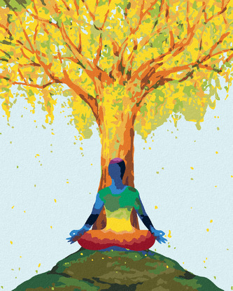 Malování podle čísel - JÓGA POD STROMEM - 40x50 cm, vypnuté plátno na rám Malování podle čísel - JÓGA POD STROMEM - 40x50 cm, vypnuté plátno na rám