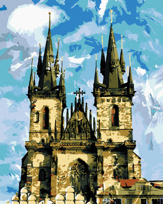 Malování podle čísel - KATEDRÁLA TÝNSKÝ CHRÁM PRAHA - 40x50 cm, vypnuté plátno na rám