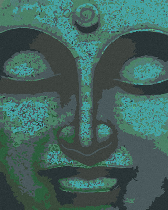 Malování podle čísel - ZELENÝ BUDDHA - 80x100 cm, bez rámu a bez vypnutí plátna