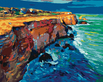 Malování podle čísel - VLNY NARÁŽEJÍCÍ DO SKAL - 80x100 cm, bez rámu a bez vypnutí plátna