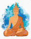 Malování podle čísel - MEDITUJÍCÍ ORANŽOVÝ BUDDHA - 40x50 cm, vypnuté plátno na rám